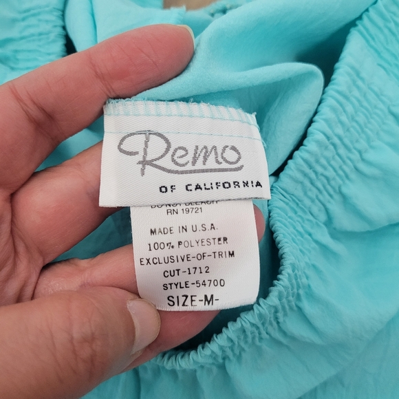 Vintage 80's teal and white 2 piece summer outfit size medium - Picture 8 of 9